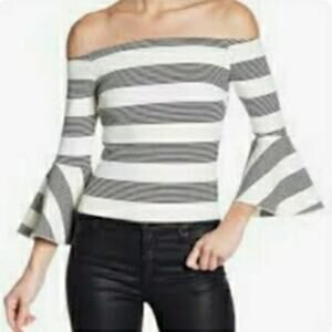 LINE & DOT NEW STRIPPED OFF THE SHOULDER SIZE MED